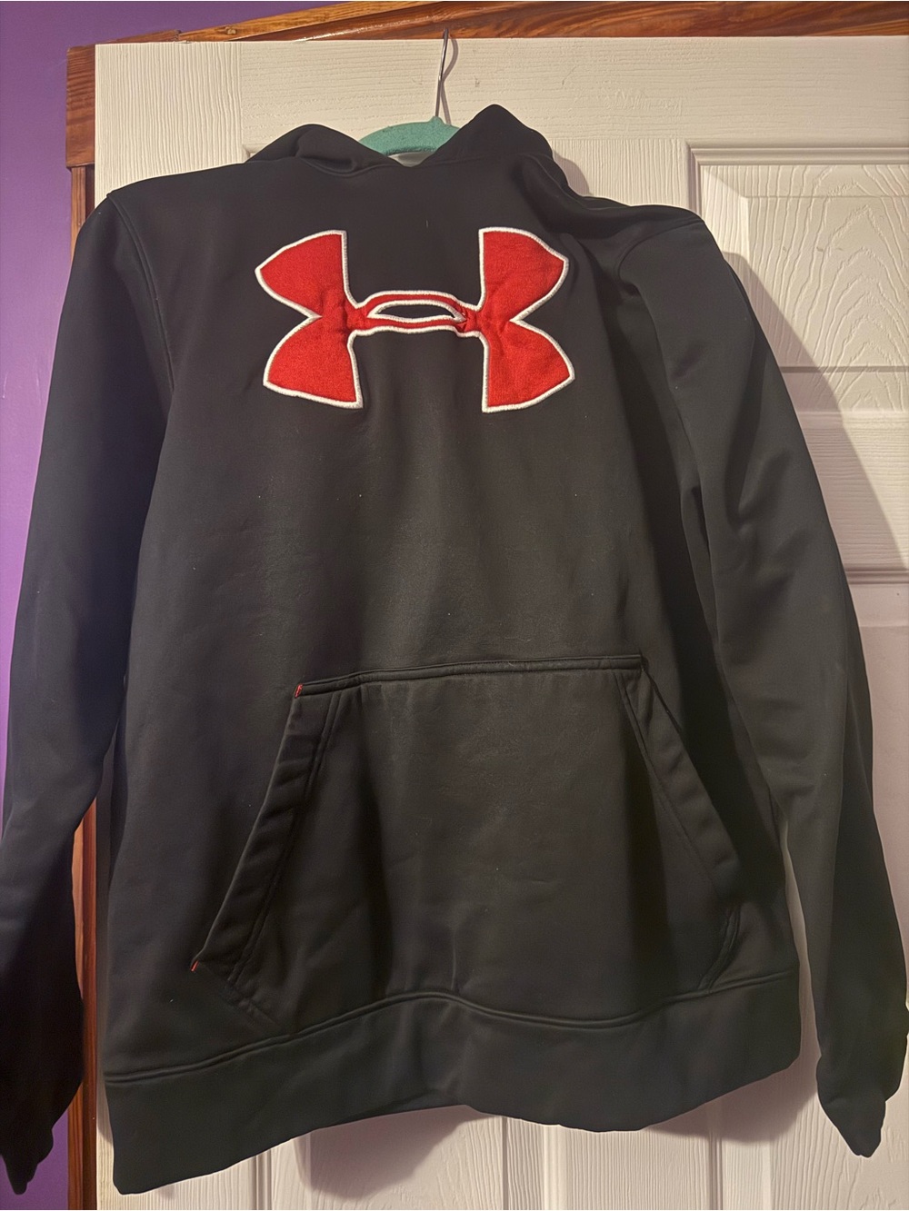 Under Armour Men's Black Crewneck Sweater with Red Logo